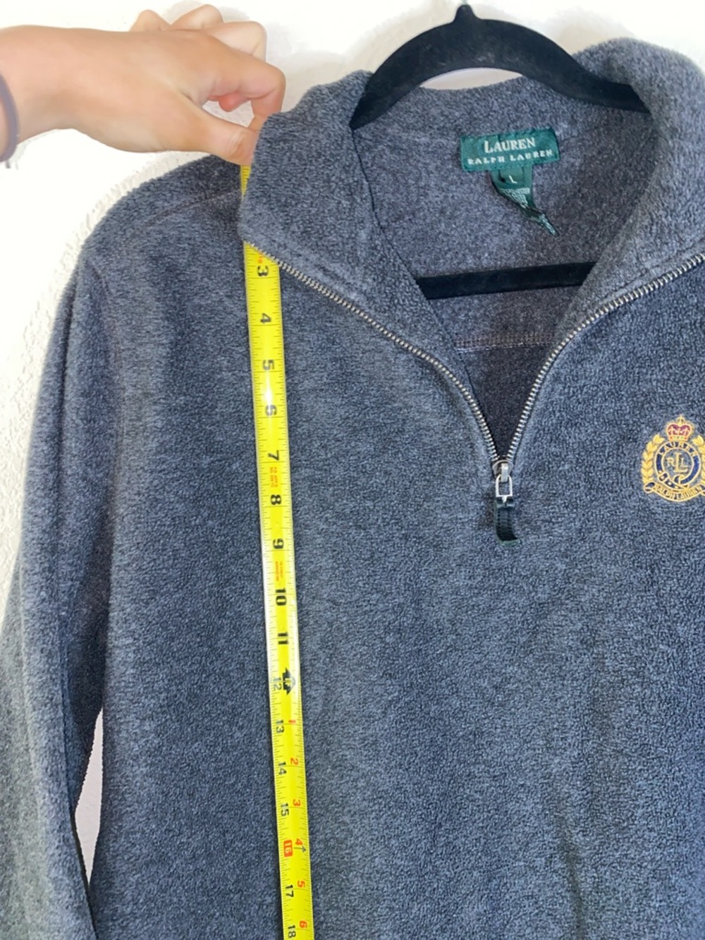 🛍️ Lauren Ralph Lauren Men's Gray Logo Emblem Fleece 1/4 Zip! - Picture 6 of 9